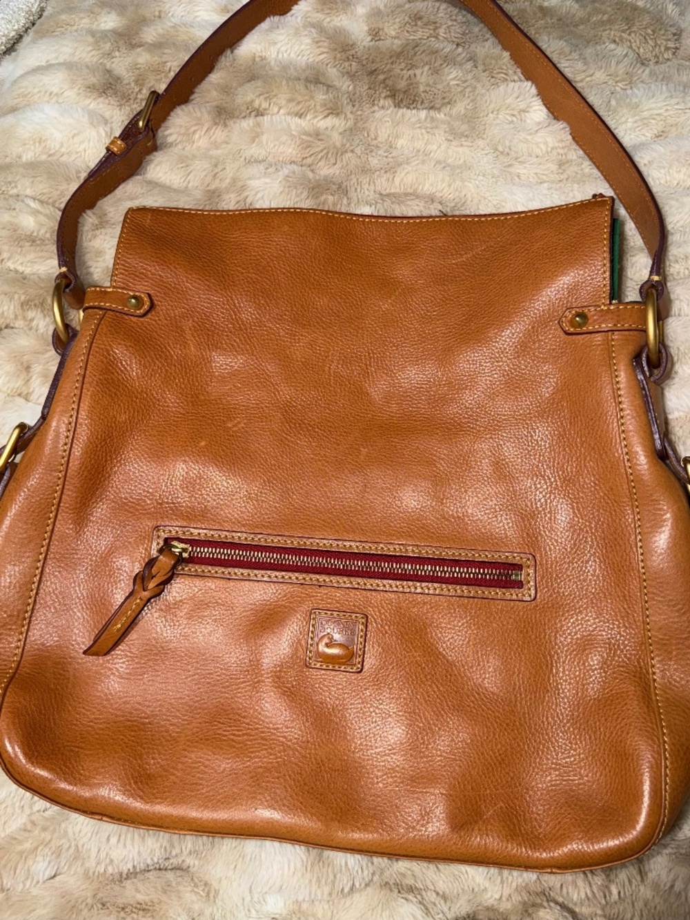 Dooney & Bourke Florentine Leather Zip Sac Shoulder Bag w/registration card!